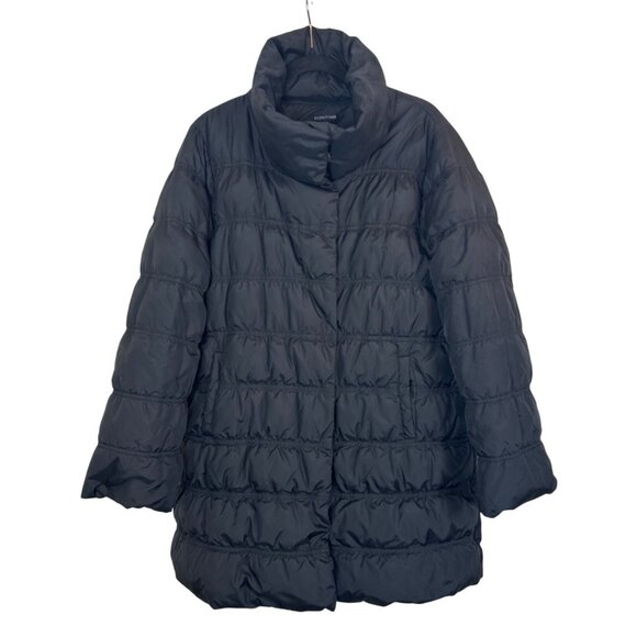 Eileen Fisher Women's M Quilted 80/20 Down Puffer Jacket Timeless Black Cozy - Picture 1 of 14